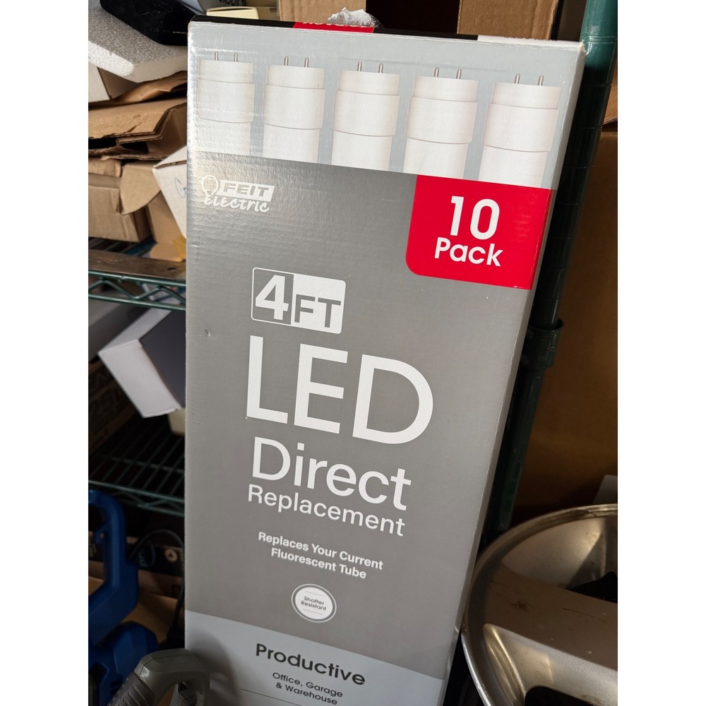 Feit Electric 4ft LED Direct Replacement T8 T12 10 Pack Shatter Resistant Bulbs